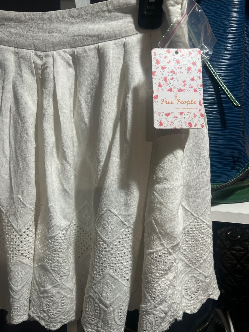 Free People white Eyelet Pleated Skater Skort - Picture 3 of 6